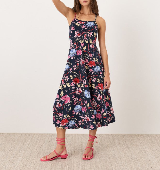 Vestido midi estampado floral corte fit‑and‑flare