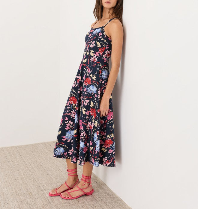 Vestido midi estampado floral corte fit‑and‑flare